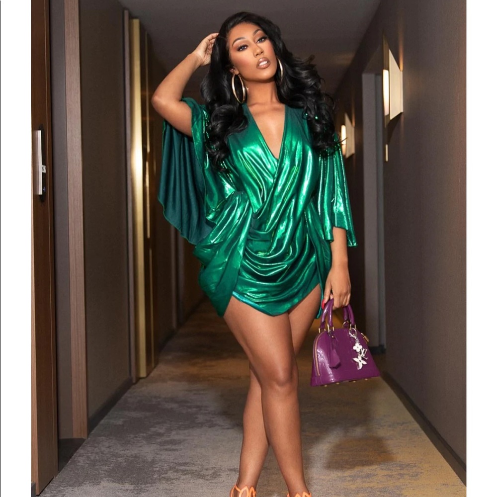 Ellae’ Lisque’ Birthday dress in liquid green